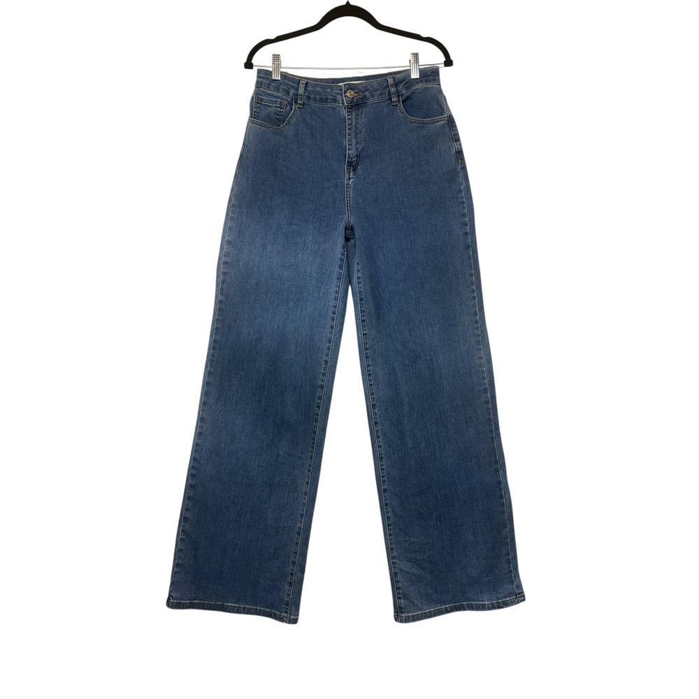 The Noli Shop Women Blue Wide Leg High Rise Jeans Size 30 Medium Wash Denim